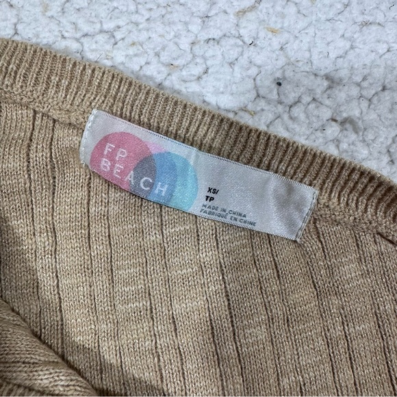 Free People Beach Mary One Shoulder Cable Knit Tank Top Size XS Tan Brown - Picture 5 of 6